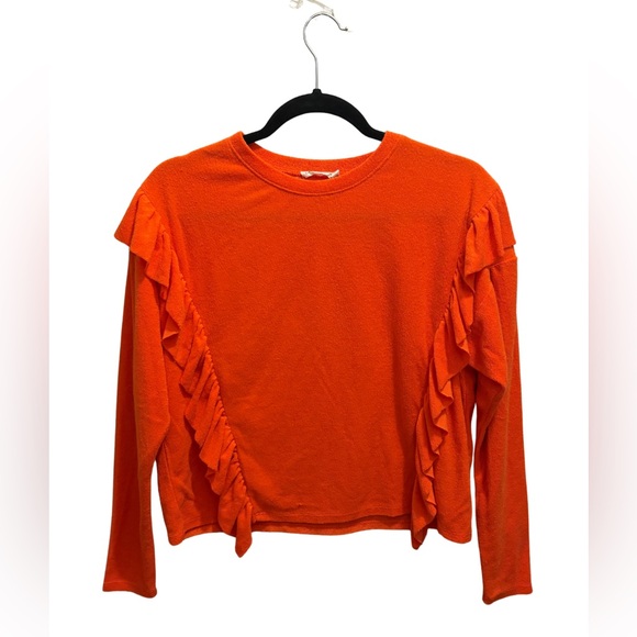 Chloe & Katie Tops - Orange Ruffle Long Sleeve Top